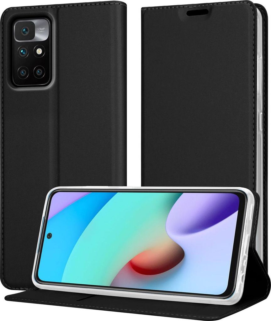 Cadorabo Handyhülle für Xiaomi RedMi 10 Schutz Hülle in Schwarz Cover Etui Book Case Booklet