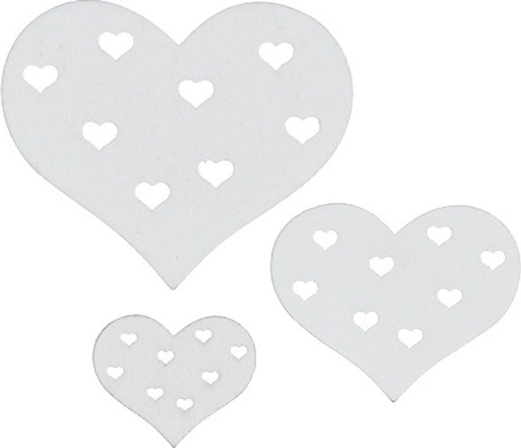 Herzdeko Mix Weiß Holz 54 St. - Hochzeit & Party 3 Größen, 54 Stück