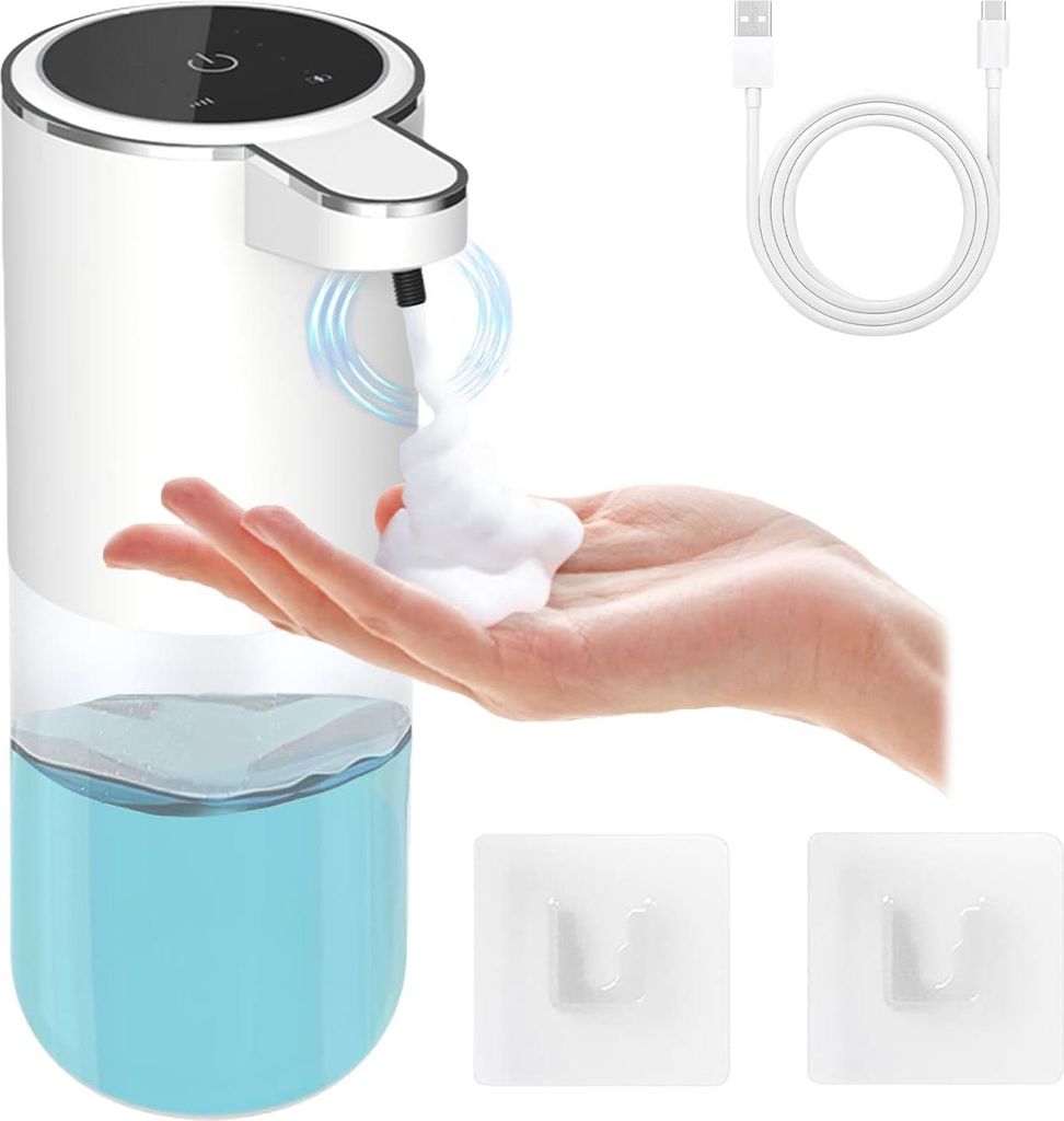 Seifenspender Automatisch, Wandmontage Berührungsloser Automatische Seifenspender mit USB Wiederaufladbar, IPX5 Wasserdicht Schaumseifenspender mi...