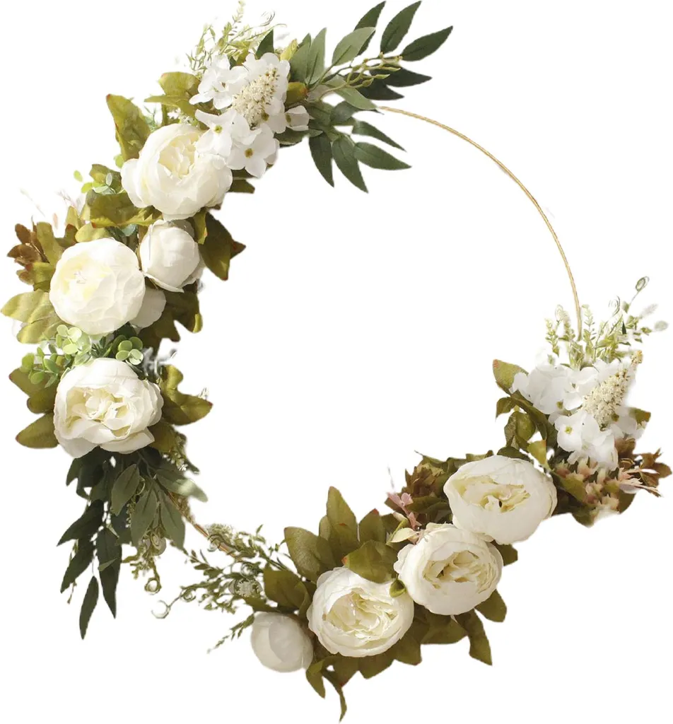 Couronne de pivoines durables - Fleurs artificielles sans entretien