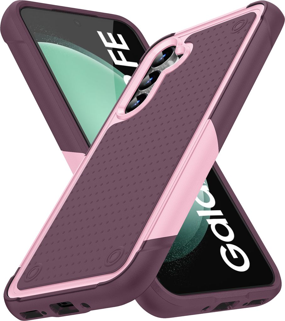 Für Samsung Galaxy S23 FE Hülle Militärqualität Stoßfest Hybrid 2 in 1 Hart PC Weich TPU Handyhülle Pink Rot