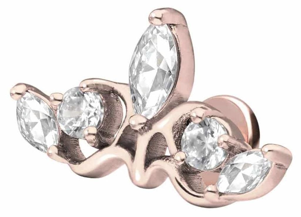 Ohrpiercing, Nasenpiercing Titan Labret mit Innengewinde GOTISCHE KRONE RoséGold Stablänge: 6mm | Stabstärke: 1,6mm