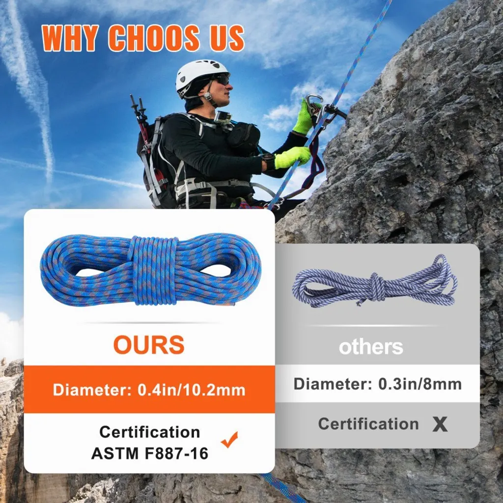Corde d'escalade dynamique 70m bleue 10,2mm en polyester haute ténacité - 4