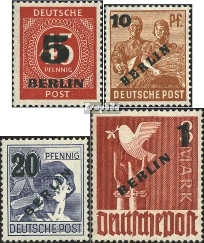 Briefmarken Berlin (West) 1949 Mi 64-67 (kompl.Ausg.) postfrisch Grünaufdruck