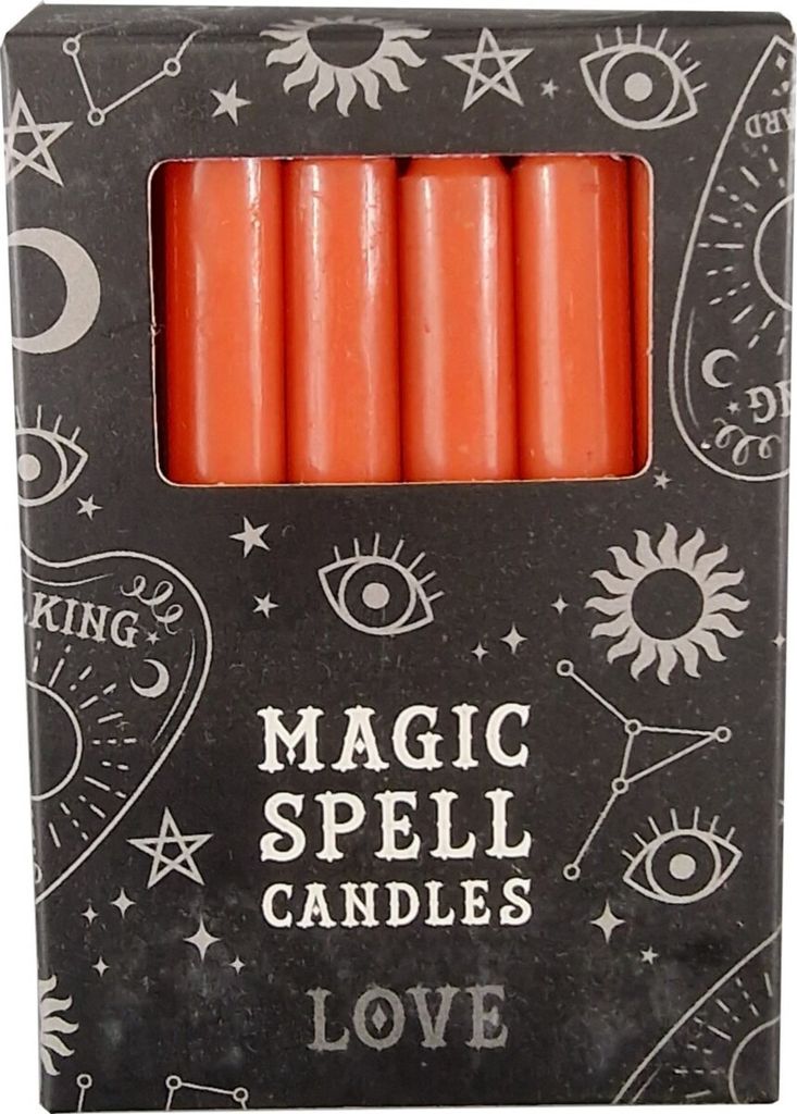 12 Magic Spell Candles Spitzkerzen hellrot Love
