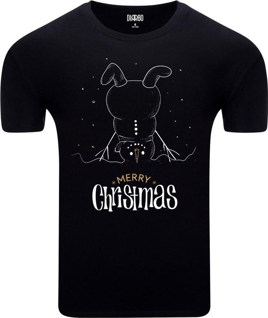 Diarbo Herren T-Shirt mit Weihnachtsdruck Frohe Weihnachten Schneemann Schwarz Gr.XXXL
