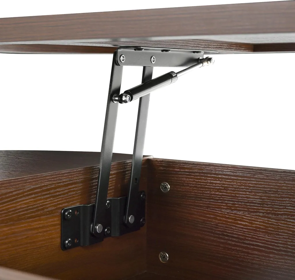 Table Basse Gain de Place avec Rangement et Plateau Relevable Design Noyer - 8