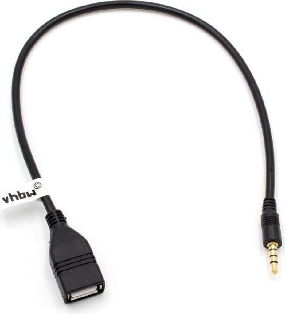 vhbw Adapter OTG kompatibel mit Kenwood Mobilgerät - Kabeladapter USB Buchse auf AUX Stecker Schwarz