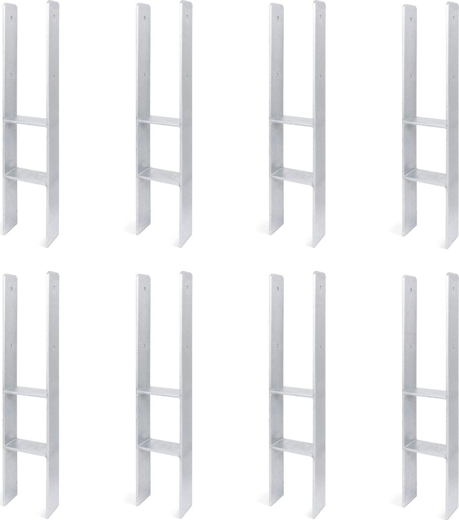 Alberts 8 x H-Pfostenträger, 141x800 mm, Materialstärke 8 mm, Tiefe 60 mm, feuerverzinkt