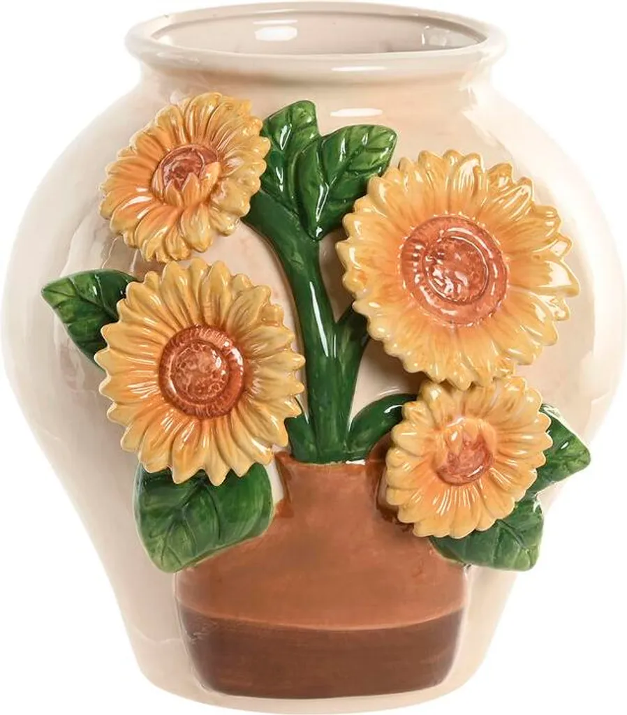 Vase Shabby Chic en Céramique Jaune Pastel 26 cm Home ESPRIT Design