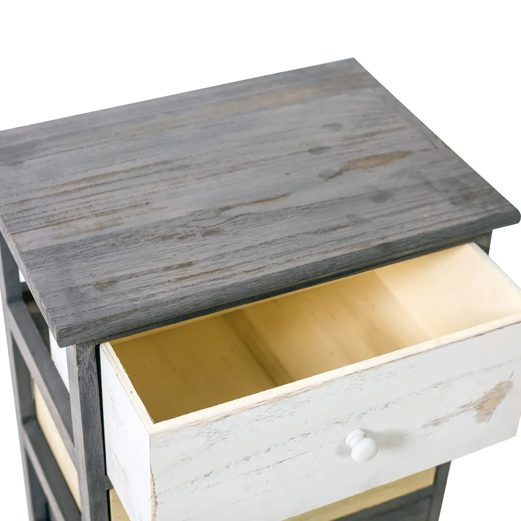 Commode étroite 4 tiroirs Rebecca Mobili bois gris blanc - 7