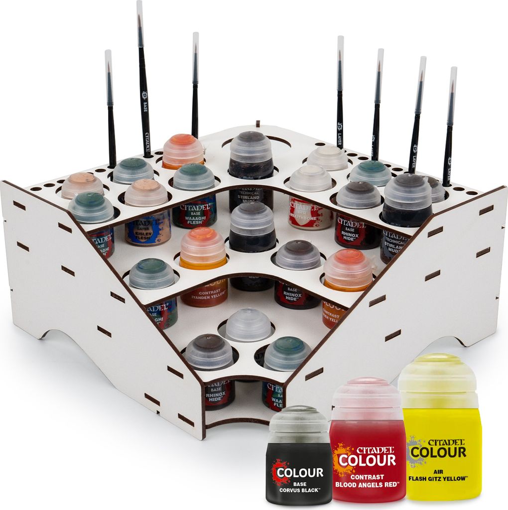 Paint Rack farbständer Holz-Farbenorganizer für Modellbau und Hobbykünstler - Passt zu Citadel, Vallejo - für Airbrush, Pinsel und Farbaufbewah...