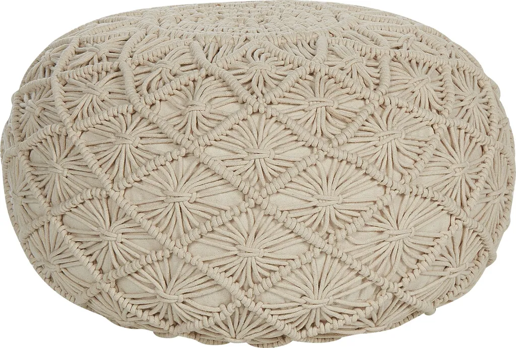 Pouf rond beige 40 cm gain de place - Solution siège d'appoint style boho