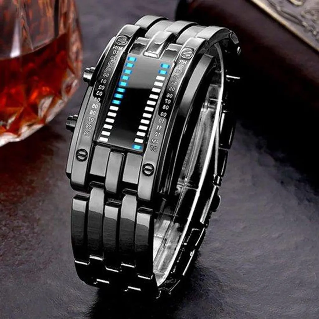 Montre numérique LED noire homme - Écran Tactile et Bracelet Silicone