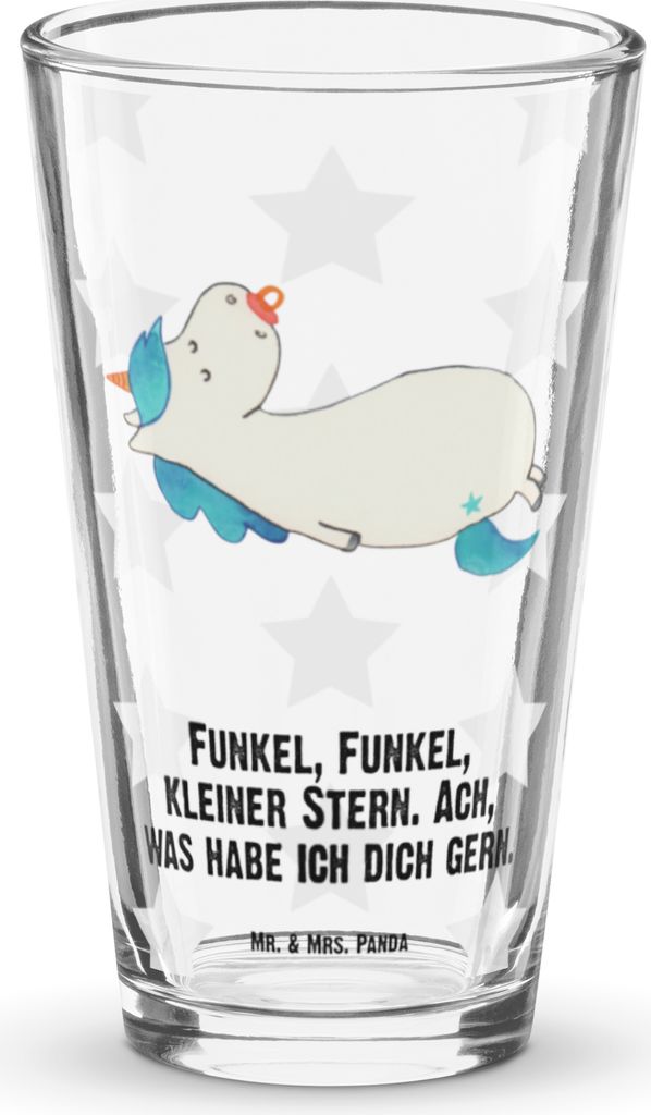 Mr. & Mrs. Panda Tumbler Einhorn Schnuller - Transparent - Geschenk, Unicorn, Baby, Geburt, Trinkglas, Glas, Geburtstag, Mama, Bierglas, Wasserglas...