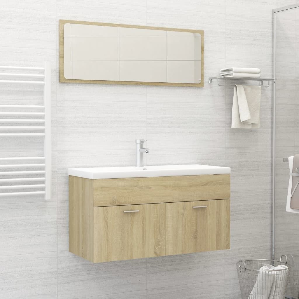 Möbel 2-tlg. Badmöbel-Set Sonoma-Eiche Holzwerkstoff - Badezimmer 804803