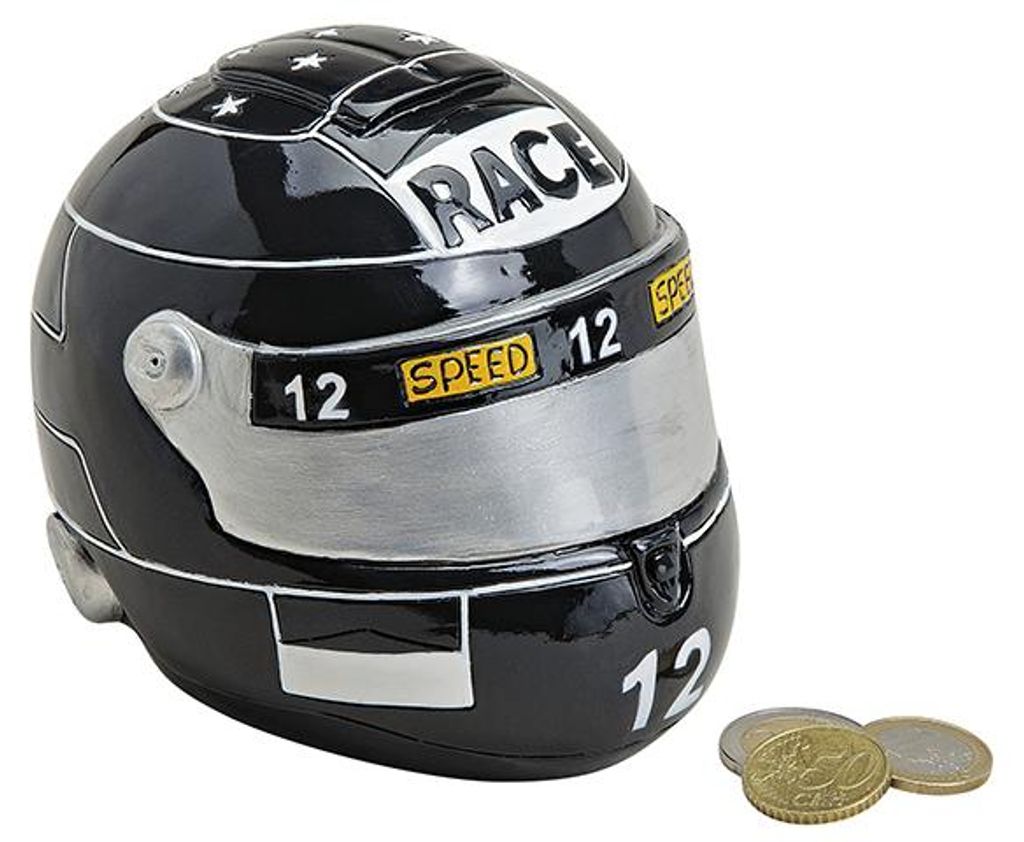 Zwarte Motorhelm Spaarpot van Polyresin Productafbeelding 