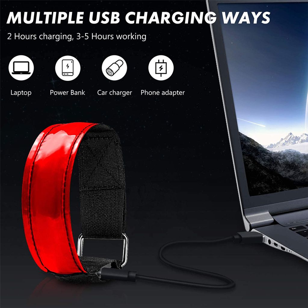 Led Armband Aufladbar, 2 STK Leuchtarmband USB Produktbild 4
