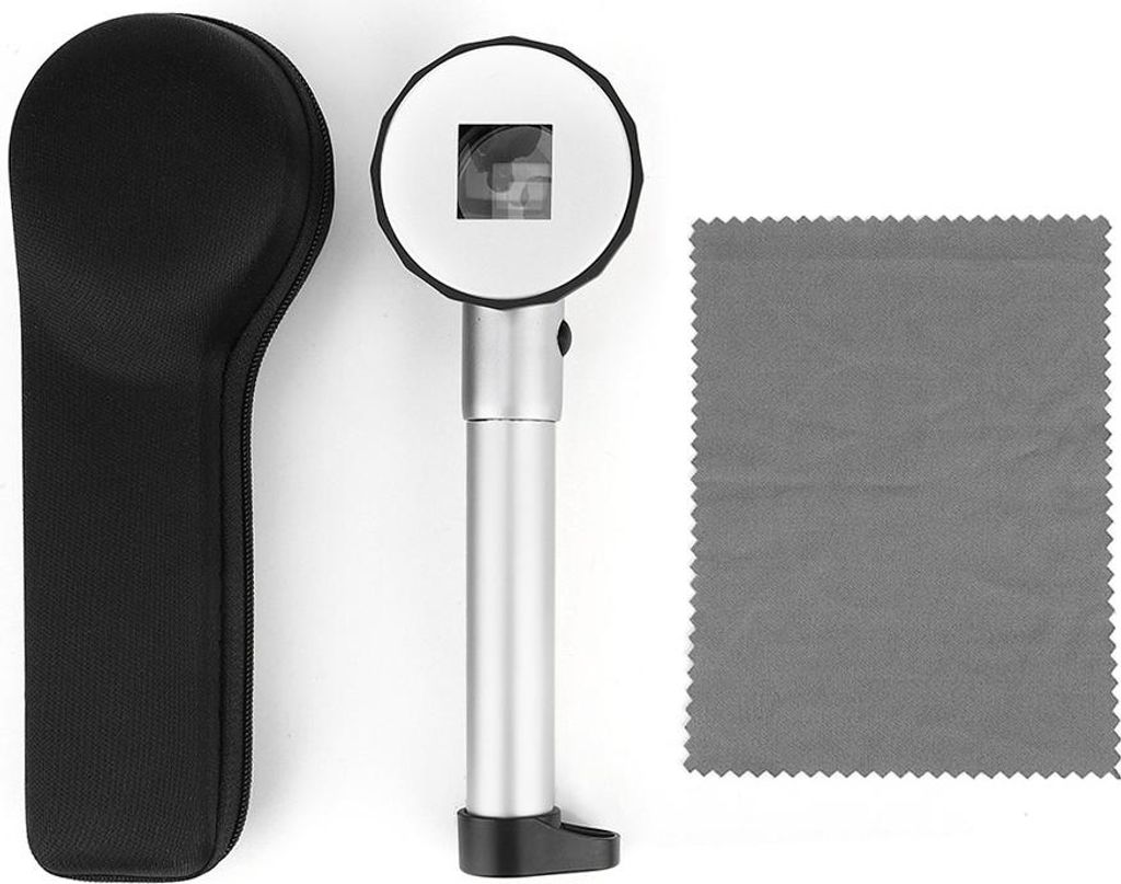 10-fache Vergrößerungslupe mit Skala, LED-Beleuchtung, Metallgriff und optischer Linse zum Lesen und Prüfen von Schmuck