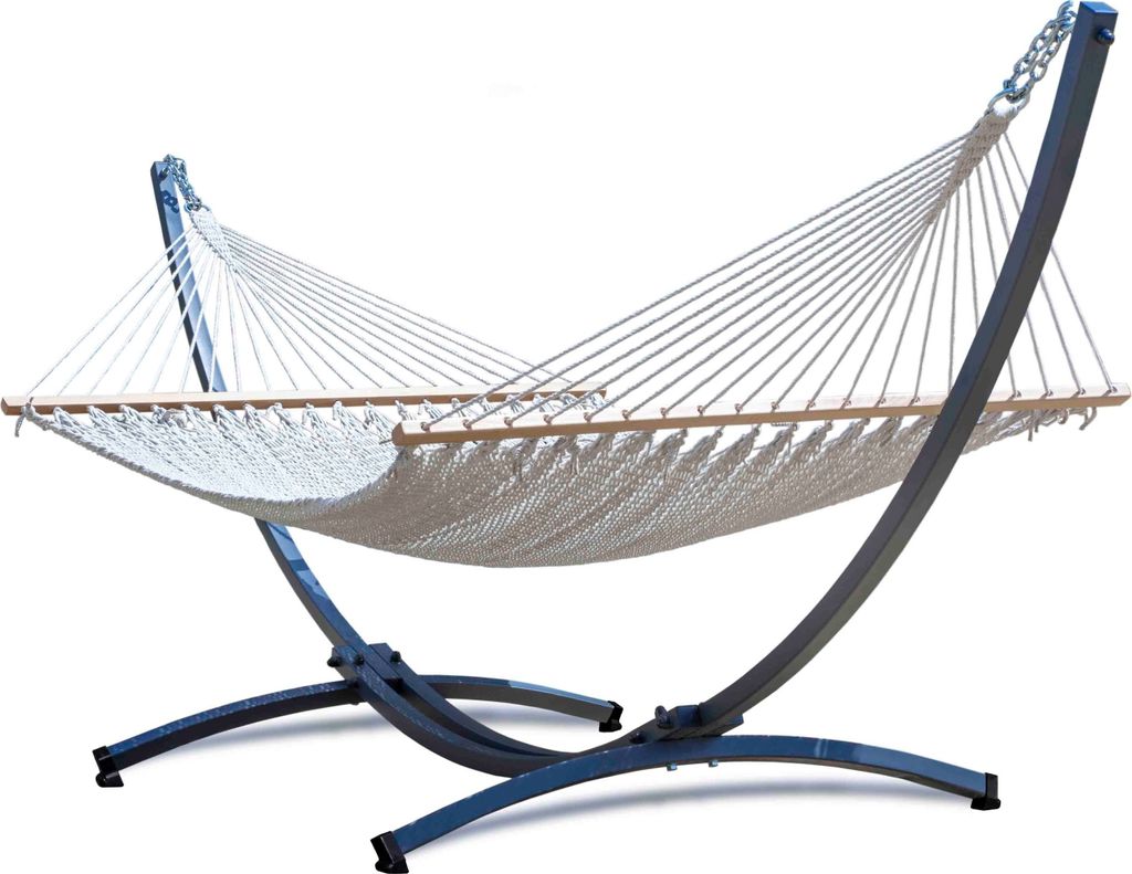 Potenza Outdoor Hängematte mit Gestell für 2 Personen I Barbados Stabhängematte XXL 210x140, 200kg I Aluminium Hängemattengestell 200kg Wetterfest