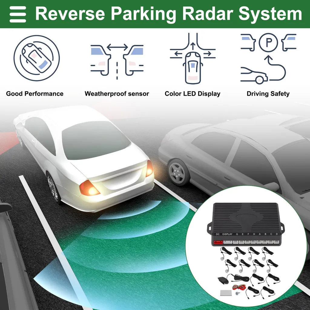 Radar de stationnement 8 capteurs argent pour sécuriser SUV et vans