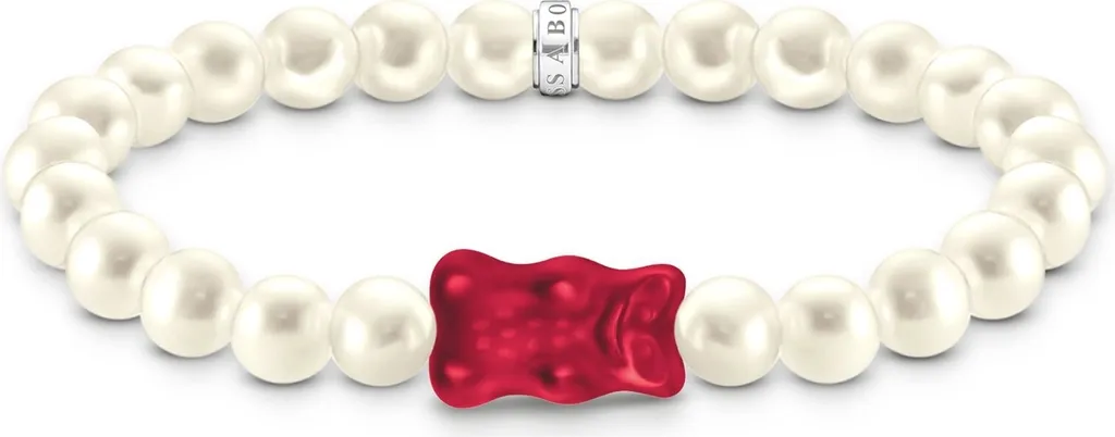 Bracelet Argent 925 Ajusté 15cm Femme - Ours Doré Rouge - Fini les Bijoux nus