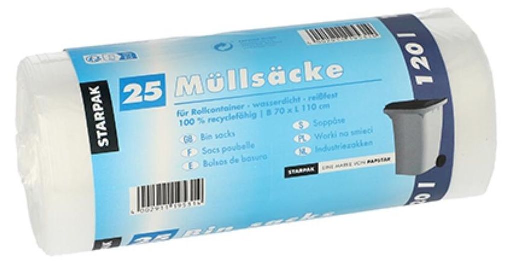 PAPSTAR  19531 PAPSTAR Müllsäcke HDPE, 120 Liter, Image du produit 