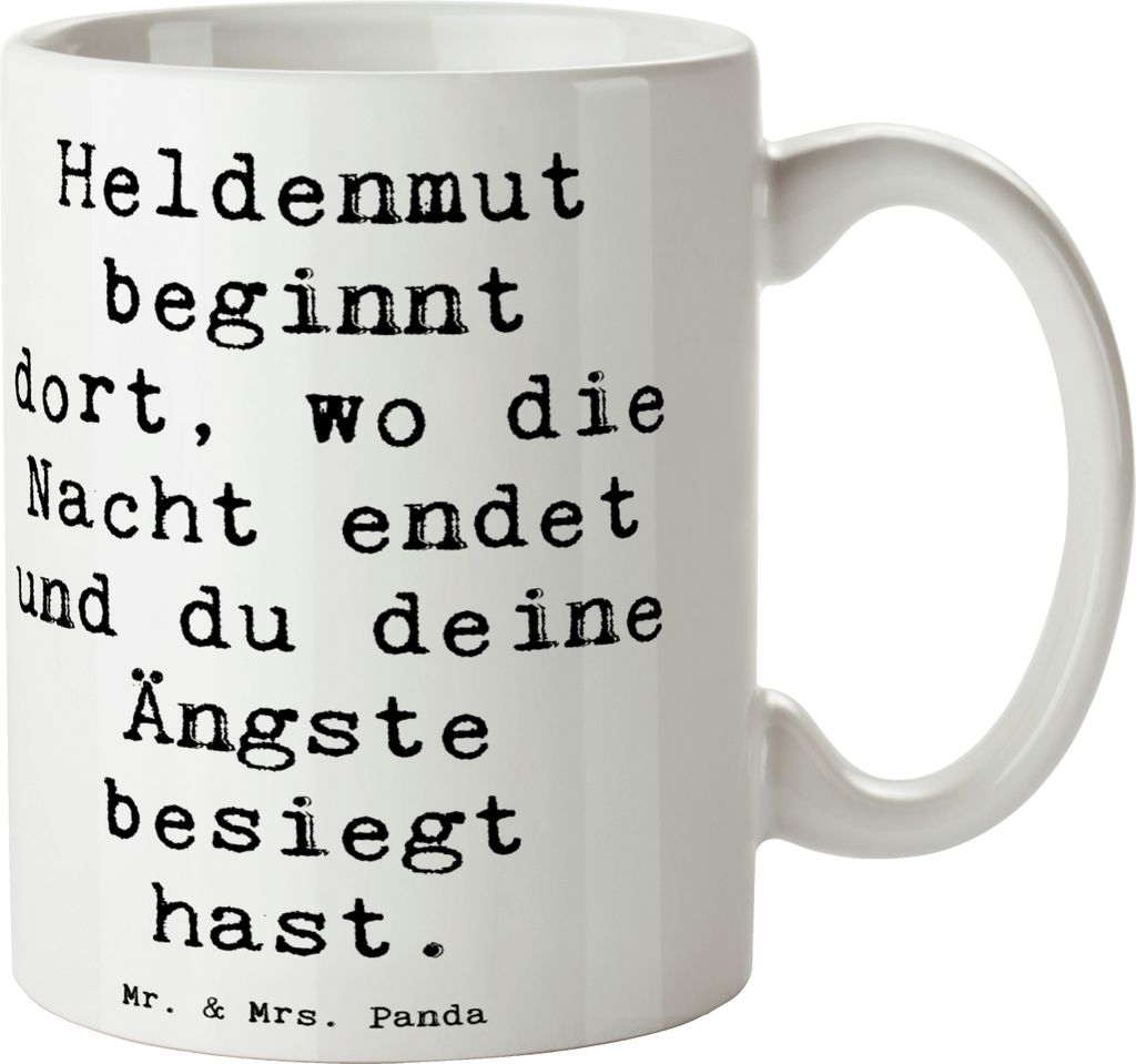 Mr. & Mrs. Panda Tasse Spruch Ängste vor Monstern besiegen - Weiß - Geschenk, Becher, Mut und Lebenskraft, haferl, Kaffeetasse, Vertrauem, Trost,...