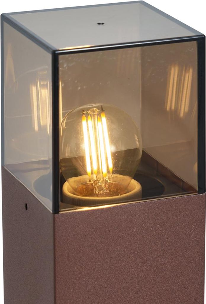 Qazqa Modern, Industrial außen Pollerleuchte, Wegeleuchte, Pollerlampe für den Garten - Denmark - Rostbraun, Landhausstil, max. 15W, Geeignet fü...