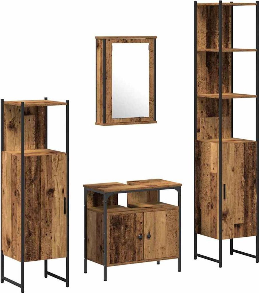 Badezimmermöbel Set mit Regal 4 pcs Altholz Holzwerkstoff