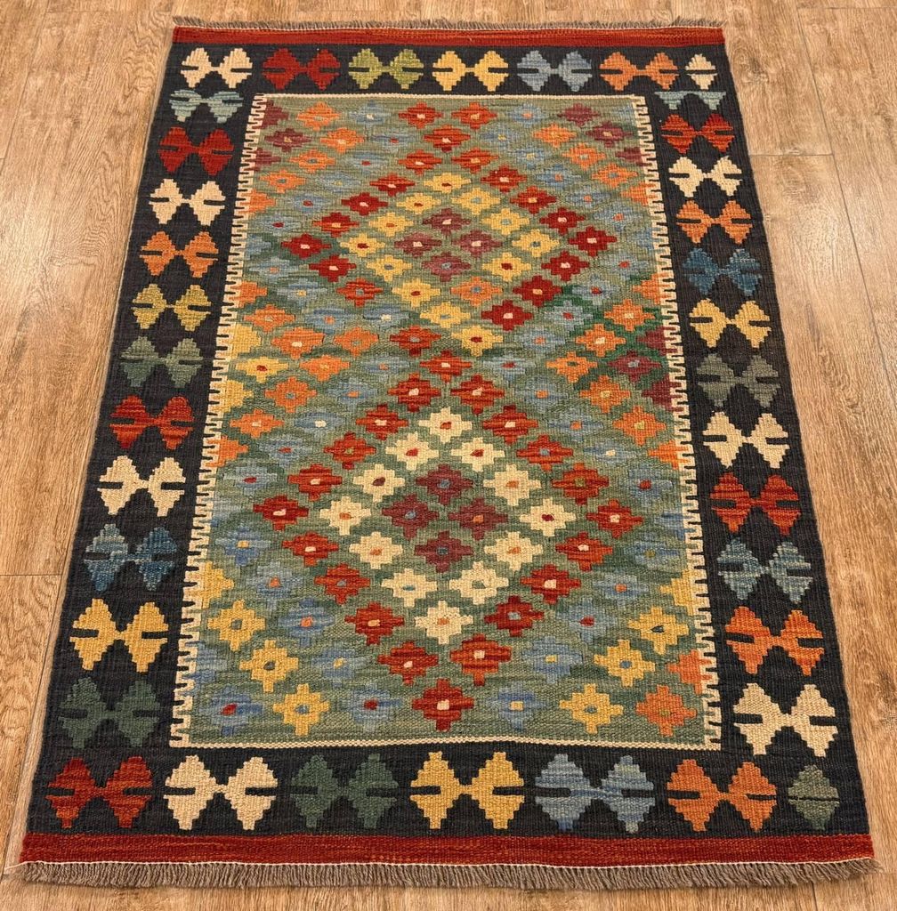 Teppich KELIM ORIGINAL | Farbe: Multi; Größe: 86x126 cm | strapazierfähig und leicht zu reinigen | Wohnzimmer | Schlafzimmer