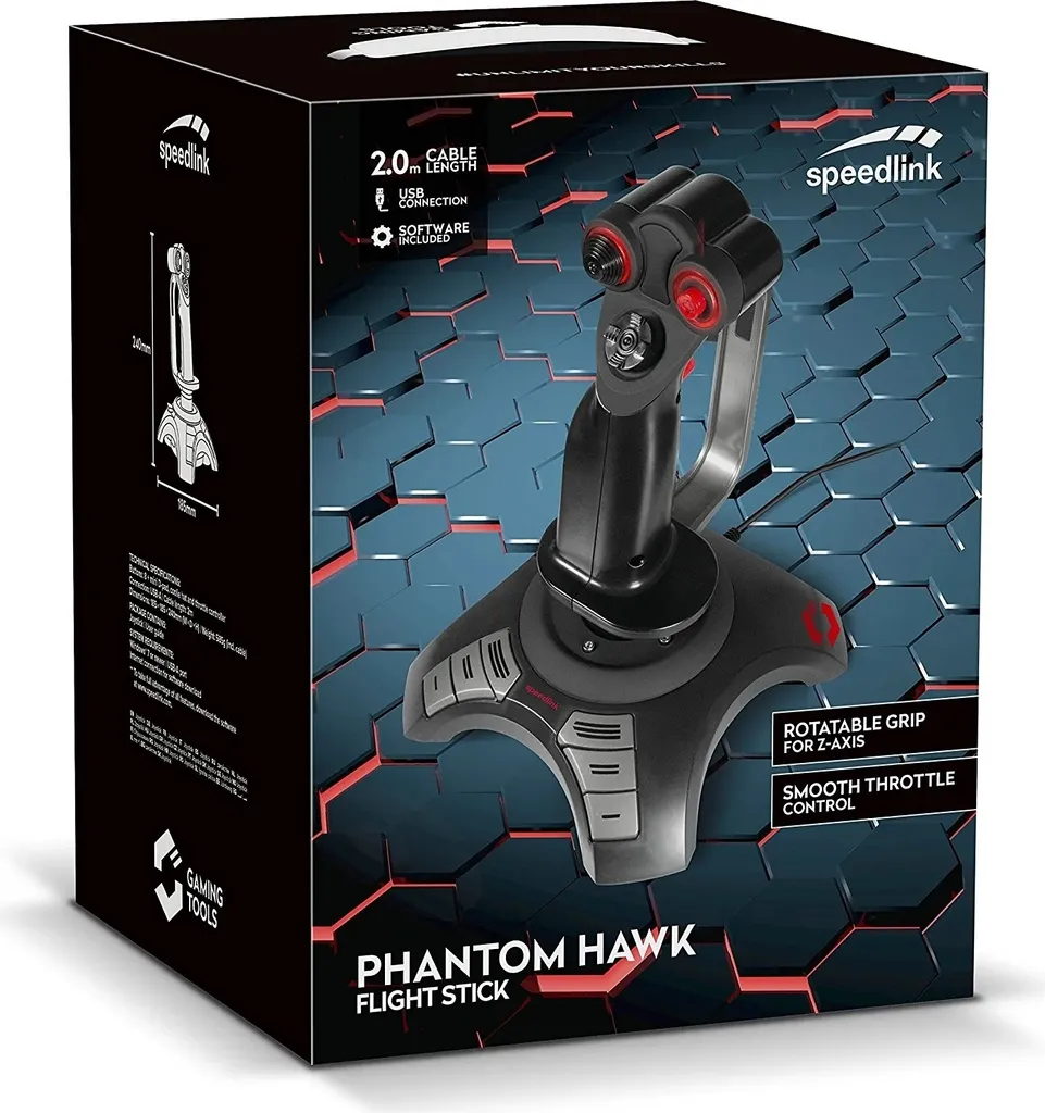 Speedlink SL-6638-BK Phantom Hawk Joystick avec levier de poussée pro - 6