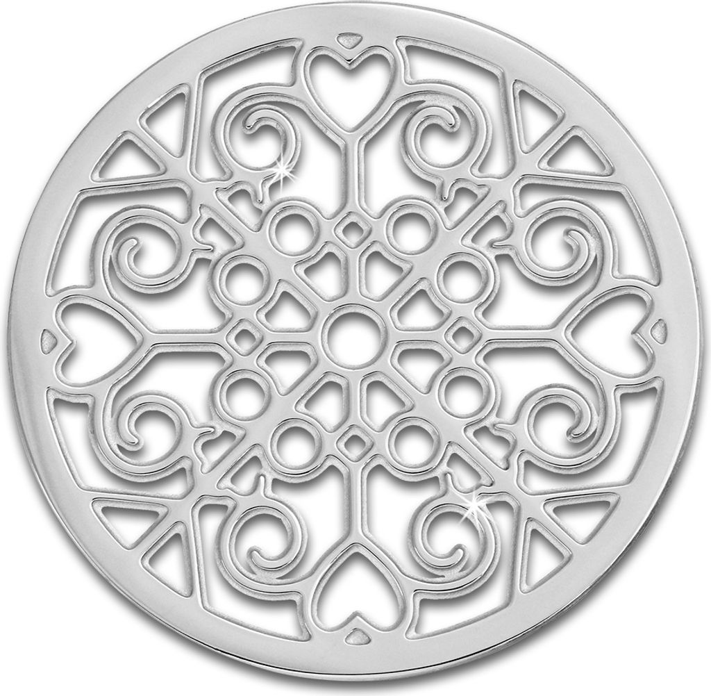 Amello Coinsschmuck silber 30 mm Einleger Edelstahl Coin Muster Damen ESC523J