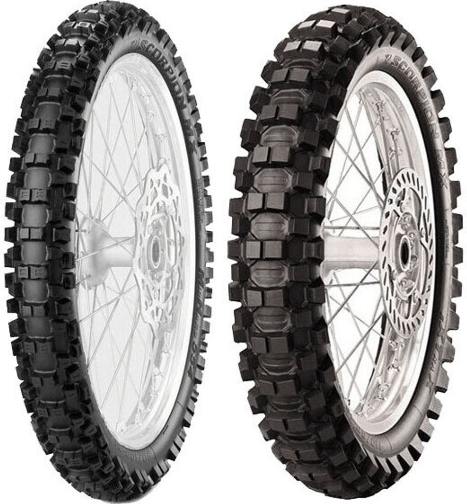 Paar Motorradreifen Pirelli 90/100-21 Mx32 Mid H + 110/90-19 Mx Extra X