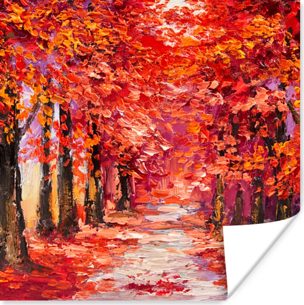 MuchoWow Poster Gemälde - Bäume - Herbst - Ölgemälde 30x30 cm - Wandposter - Printing