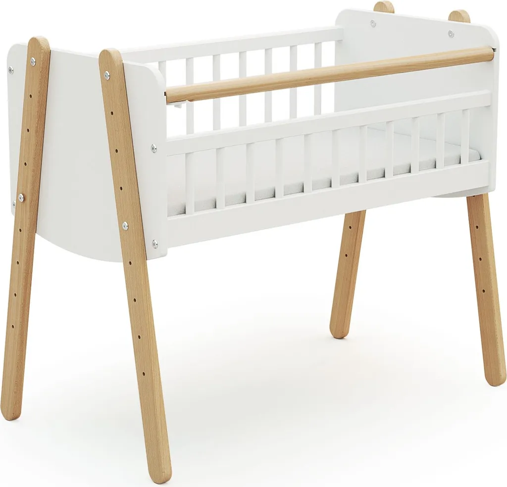 Berceau Cododo 40x80 Bois Hêtre/Blanc AT4 Pirate 4 Hauteurs + Matelas