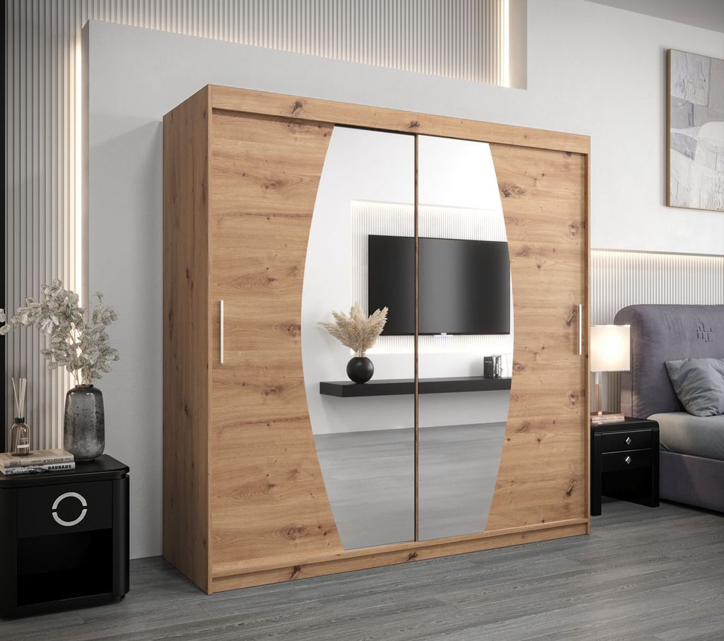 Kleiderschrank LILIANA – Breite 200 cm, Eiche, handgefertigt