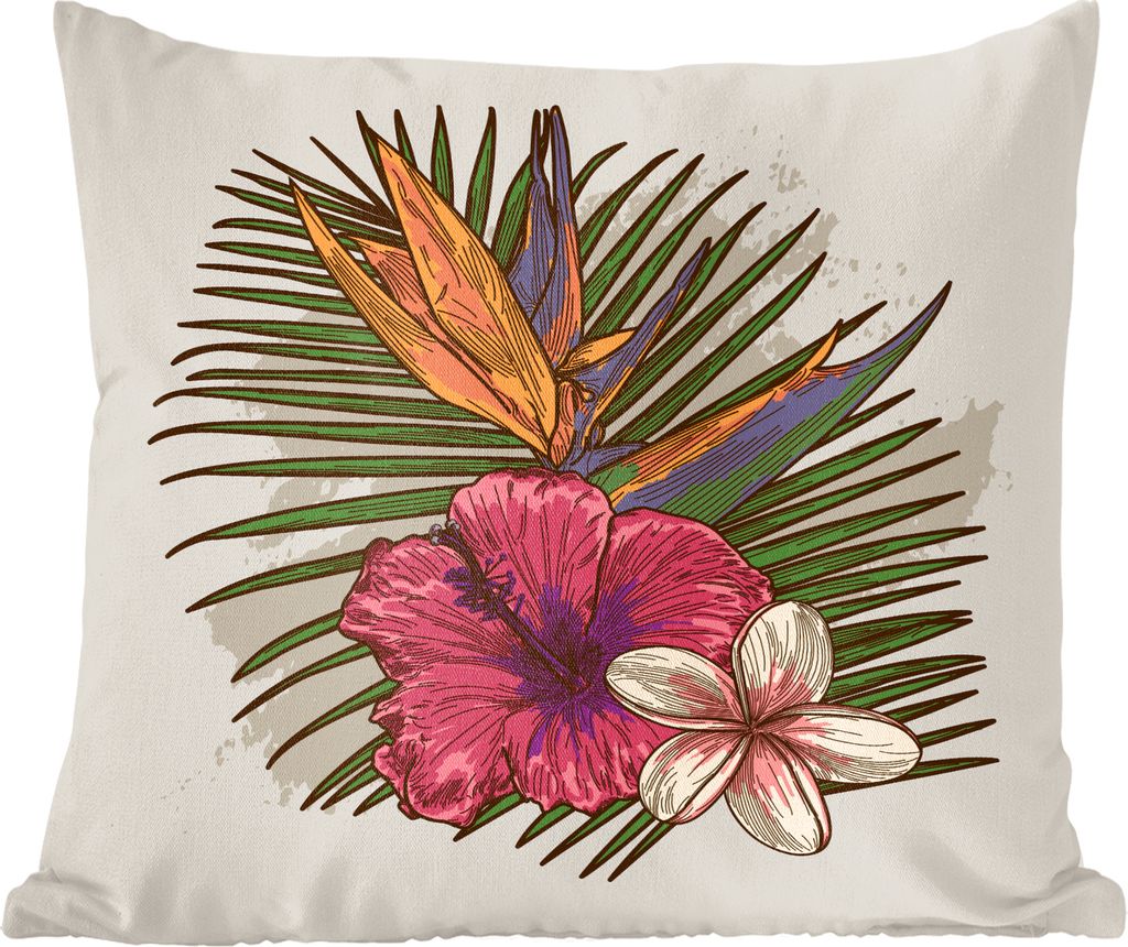 MuchoWow Zierkissen Sofakissen Wohnzimmer Dekokissen 45x45 cm Blumen - Pastell - Tropisch - Schlafpolster - Polster für das Sofa
