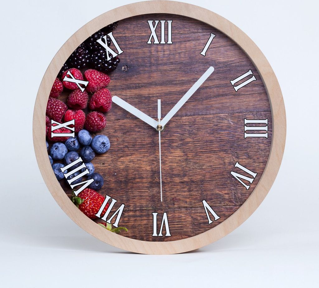 Holzuhr 20fi cm wanduhr - weiße Spitzen - Waldfrüchte