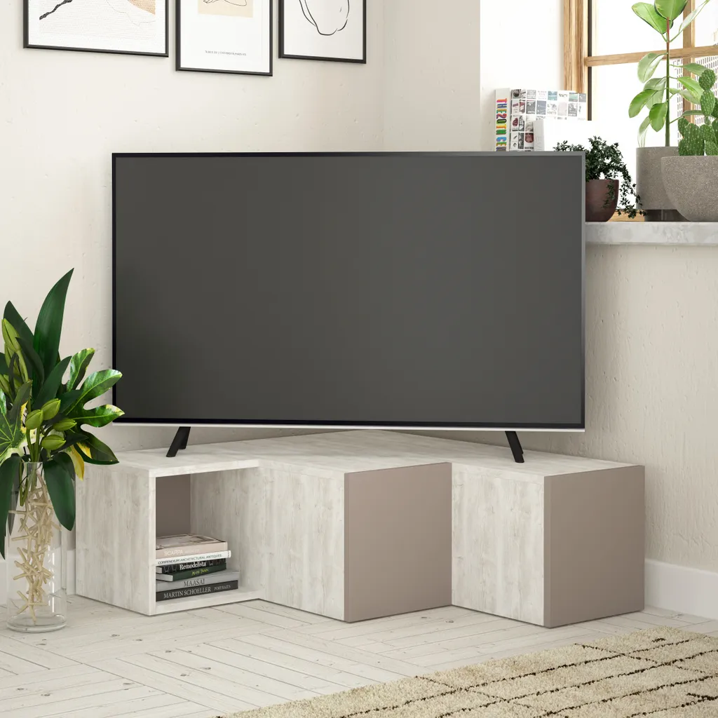 Meuble TV moderne avec rangement pour studio et chambre moka