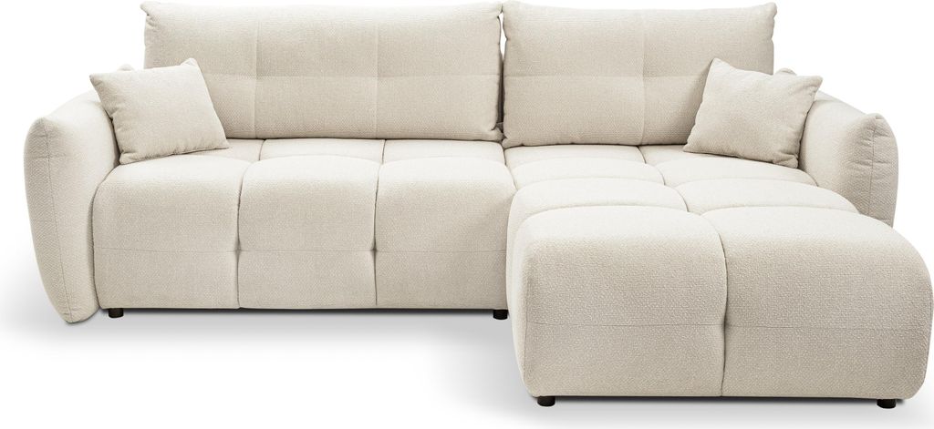 Masseno Ecksofa MODA E mit Schlaffunktion L-Form, Sofa mit Bettkasten, Wohnzimmersofa, Couch, Soffa, Bettsofa, Couchgarnitur- Creme, NORDIC SAND
