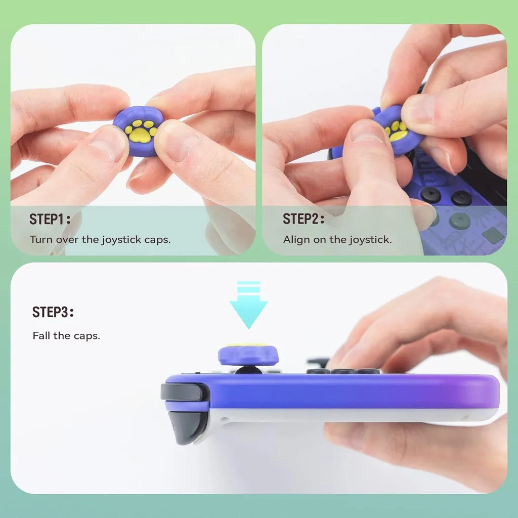 Caches pour boutons Nintendo Switch Lite OLED, silicone pattes de chat x4 - 5