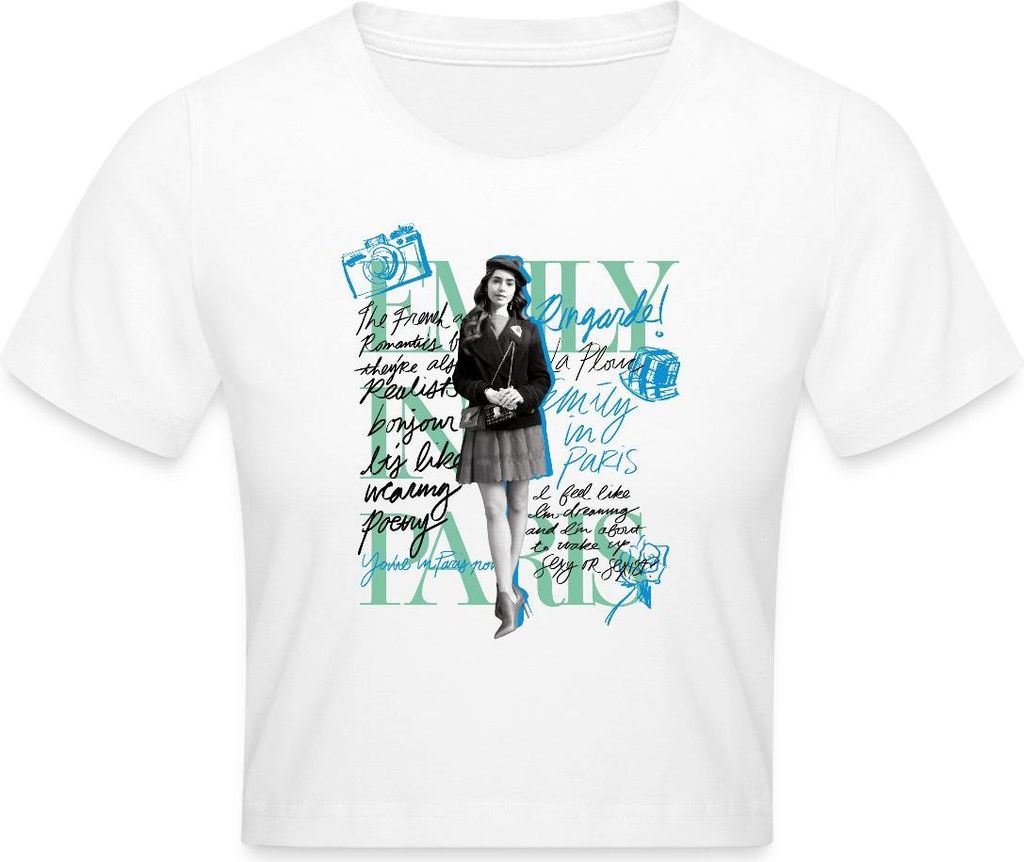 Spreadshirt Emily In Paris Emily Mit Zitaten Crop Top, XL, Weiß