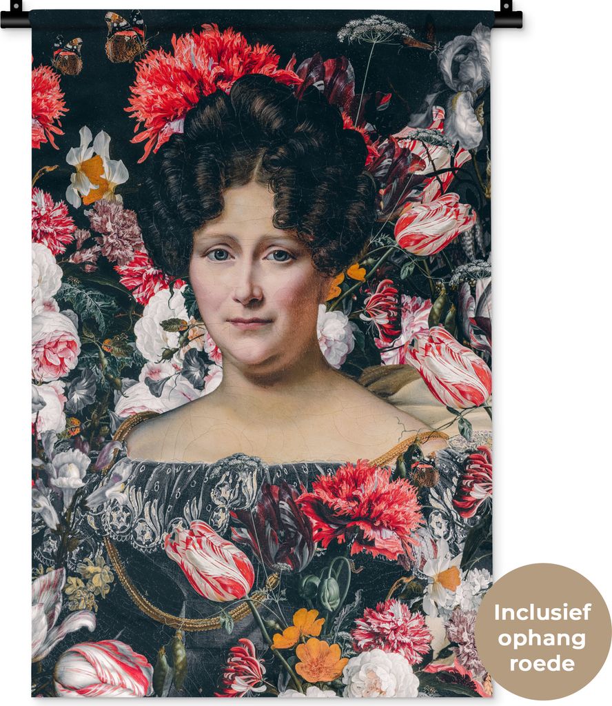 MuchoWow Wandteppich Wandbehang Johanna Henriette Engelen - Dubois Drahonet - Blumen 60x90 cm Tapisserie Dekoration Wandtuch - Foto-Teppich - Abw...
