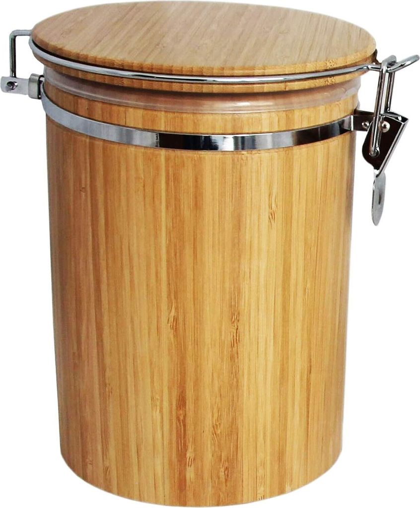 1 Liter Bambus-Holz Vorrats-Dose aromadicht Bügelverschluss Produktbild 2