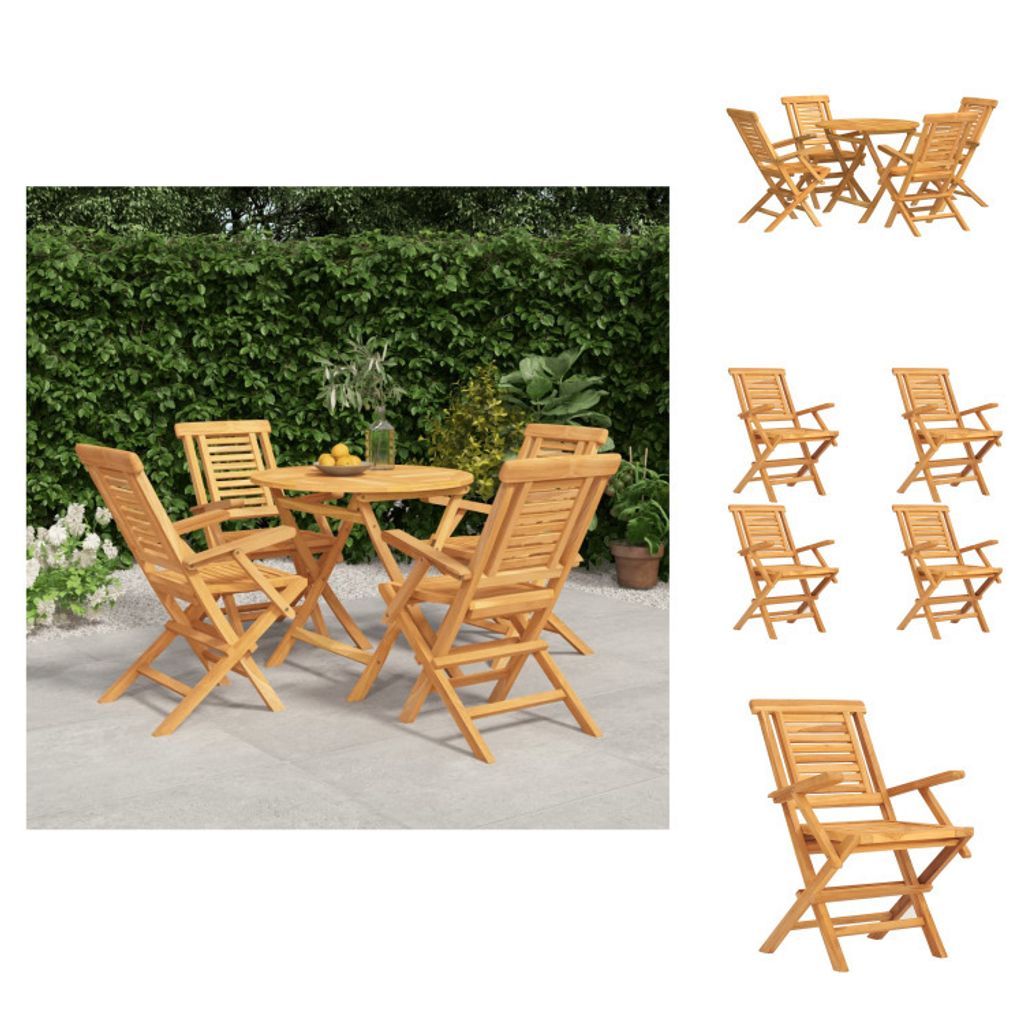 vidaXL 5-tlg. Garten-Essgruppe Massivholz Teak - Gartenmöbel-Sets