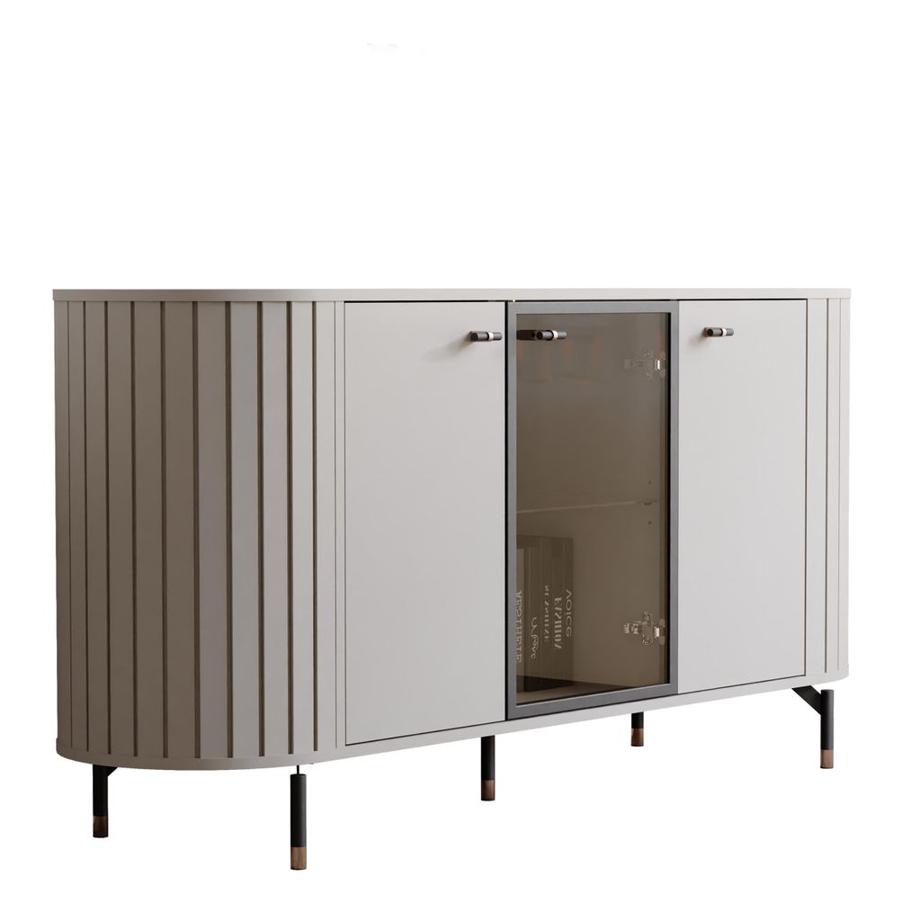 Dreitürige Kommode SENTO II 190 cm Beinen Wohnzimmer Sideboard mit hohen Beinen Kaschmir