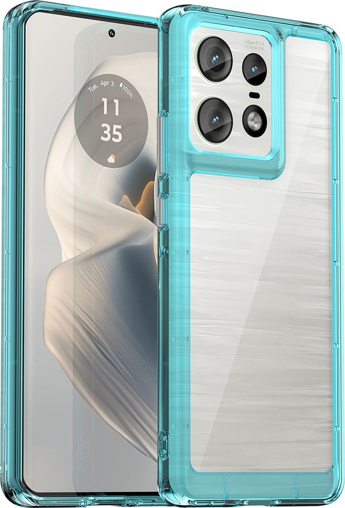Schutzhülle für Motorola Edge 50 Pro Klar Rückseite Stoßfeste TPU Silikon Bumper Hülle Hellblau