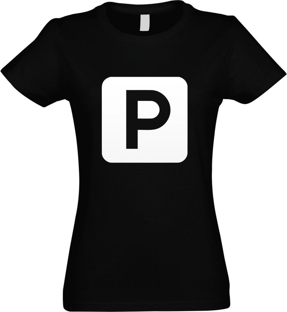 Kiwistar - T-Shirt tailliert - Damen - schwarz - Parkplatz Abstellplatz Piktogramme - mit Motiv Bedruckt - Funshirt Design - Sport - Freizeit - Dam...