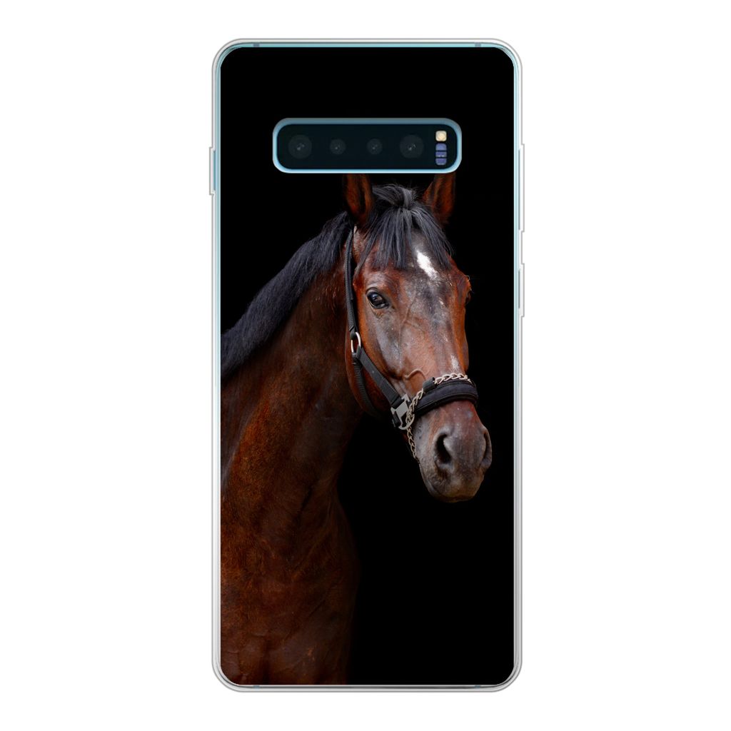MuchoWow Handyhülle Schutzhülle Hülle für Samsung Galaxy S10 Plus Pferd - Tiere - Braun Silikon Softcase Handy Hülle - Schutzhülle